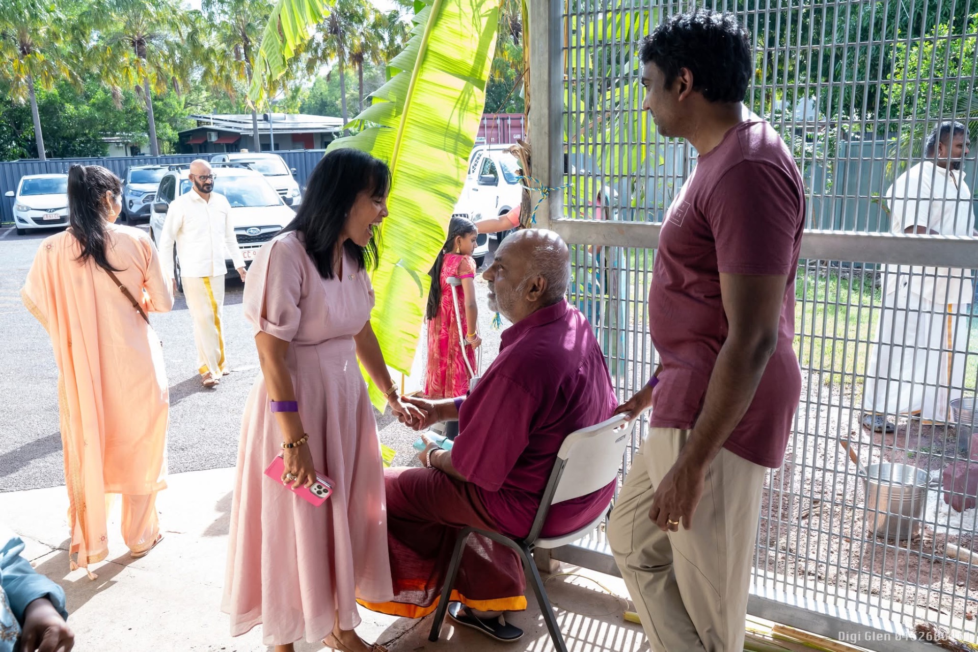 Welcoming an elder at a community gathering