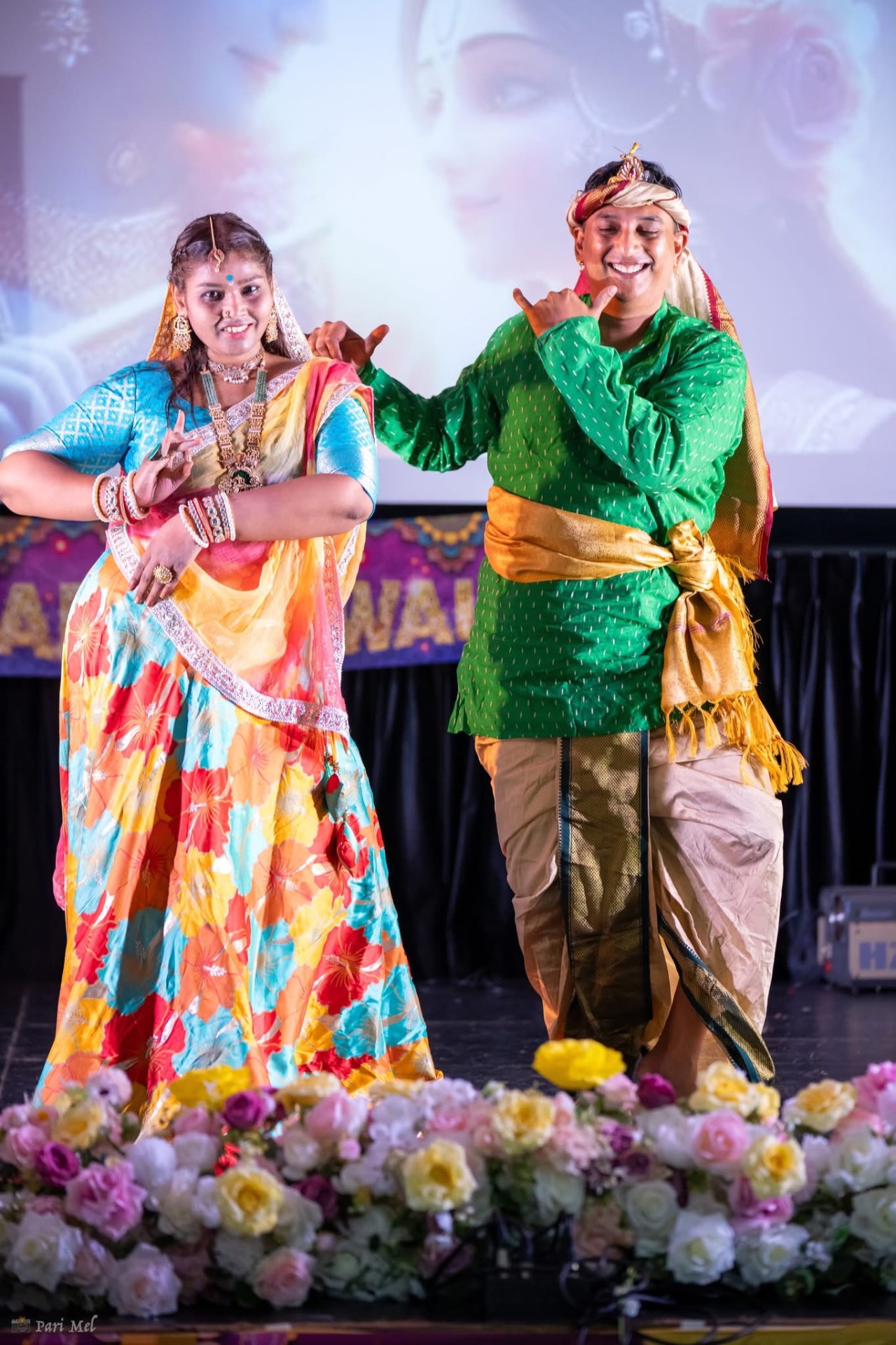 Tamil folk dance duo on stage